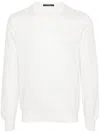 Tagliatore Beige Silk-cotton Blend Sweater With Crew Neckline In White