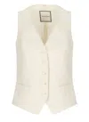 Tagliatore Ivory Cotton-linen Gilet With V-neck Design And Button Fastening In White