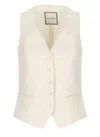 Tagliatore Ivory Cotton-linen Gilet With V-neck Design And Button Fastening In White
