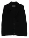 Tagliatore Shawl-collar Ribbed Cardigan In Black