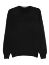 Tagliatore Ribbed Hem Long Sleeve Crew Neck Sweater In Black