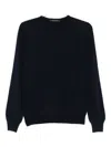 Tagliatore Ribbed Hem Long Sleeve Crew Neck Sweater In Black