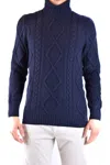 Tagliatore Cable Knit High Neck Sweaters In Blue