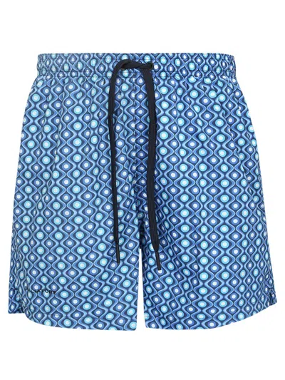Tagliatore Pattern-print Swim Shorts In Blue