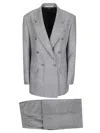 Tagliatore Houndstooth Tailored Double-breasted Blazer And Wide-leg Trousers In Gray
