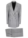 Tagliatore Houndstooth Tailored Double-breasted Blazer And Wide-leg Trousers In Gray
