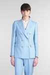 Tagliatore T-parigi In Cyan Linen In Blue