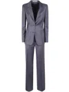 Tagliatore Tailored Dress With Long Sleeves And Pockets In Gray