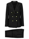 Tagliatore Parisian Double-breasted Suit Gold Accents In Black