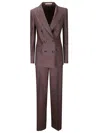 Tagliatore Double-breasted Brown Suit Set With Peak Lapels In Brown
