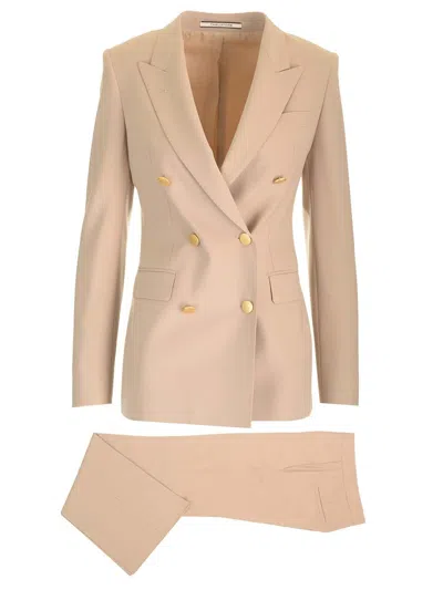 Tagliatore T-parigi10bad Double Breasted Blazer Nude Tailleurs In Beige