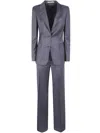 Tagliatore Tailored Dress With Long Sleeves And Pockets In Gray