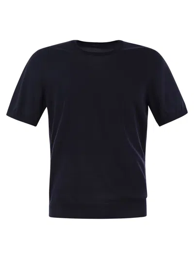Tagliatore Crew-neck Cotton T-shirt In Blue