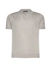 Tagliatore Men Beige Linen And Cotton Knit Polo Shirt In Beige