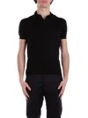 Tagliatore Keith Split Neck Polo Shirt In Nero Neri E Grigi