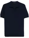 Tagliatore Keith Split Neck Polo Shirt In Blue