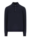 Tagliatore Long-sleeved Buttoned Polo Shirt In Blue