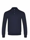 Tagliatore Long-sleeved Buttoned Polo Shirt In Blue