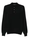 Tagliatore Long-sleeve Polo Shirt In Black