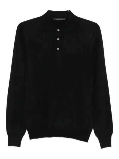 Tagliatore Long-sleeve Polo Shirt In Black