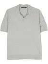 Tagliatore Beige Silk-cotton Blend Short Sleeve Polo Shirt In Gray