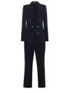 Tagliatore Paris Suit In Black Virgin Wool Blend In Blu