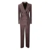 Tagliatore Double-breasted Brown Suit Set With Peak Lapels In Brown