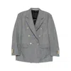Tagliatore Double-breasted Jacket In Prince Of Wales Wool In Gray