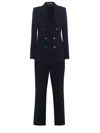 Tagliatore Paris Suit In Black Virgin Wool Blend In Blu