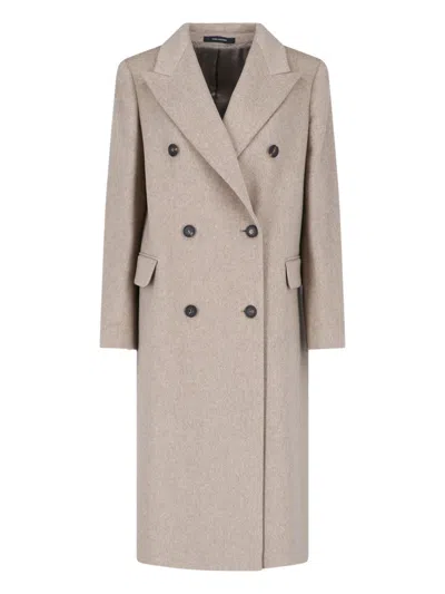 Tagliatore Belted Coat Tailored Fit Notched Lapels In Gray