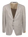 Tagliatore Tailored Beige Blazer With Notch Lapel In Grey