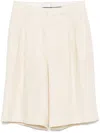 Tagliatore Tailored Beige Linen Shorts With Pleated Front In Neutrals