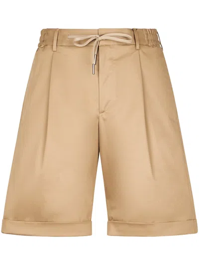 Tagliatore Tailored Bermuda Shorts With Drawstring Waist In Brown