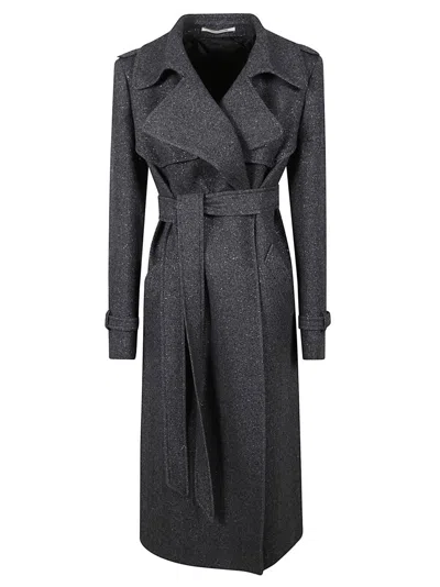 Tagliatore Tailored Black Coat With Wide Lapel In Gray