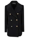 Tagliatore Tailored Black Double-breasted Coat With Gold-tone Buttons In Black