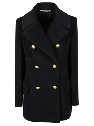 Tagliatore Tailored Black Double-breasted Coat With Gold-tone Buttons