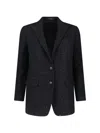 Tagliatore Tailored Black Jacket With Notched Lapel And Textured Fabric In Black