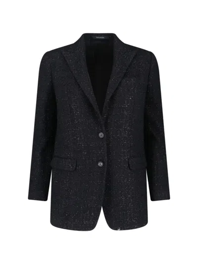 TAGLIATORE TAGLIATORE TAILORED BLACK JACKET WITH NOTCHED LAPEL AND TEXTURED FABRIC