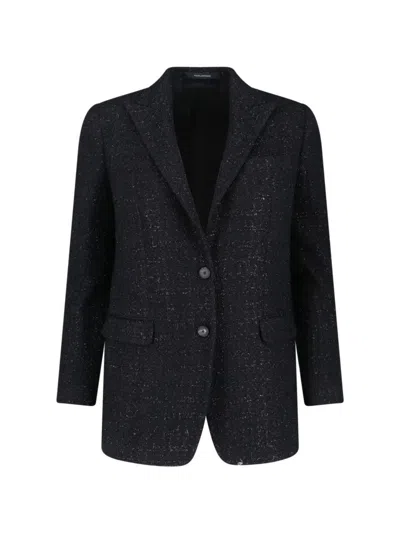 TAGLIATORE TAILORED BLACK JACKET WITH NOTCHED LAPEL AND TEXTURED FABRIC