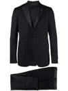 Tagliatore Virgin Wool Suit With Vest With Five Buttons In Black