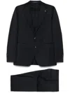Tagliatore Button Long-sleeved Suit Coat And Trousers Set In Blue