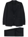 Tagliatore Button Long-sleeved Suit Coat And Trousers Set In Black