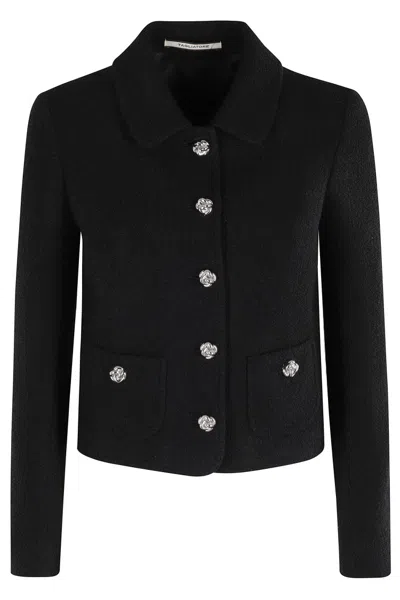TAGLIATORE TAGLIATORE TAILORED BLACK WOOL JACKET WITH CLASSIC COLLAR