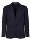 Tagliatore Montecarlo Blue Single-breasted Jacket With Notched Revers In Silk Man