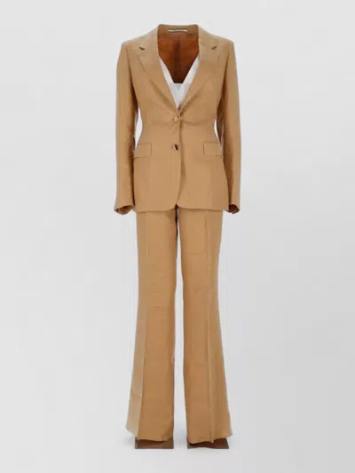 Tagliatore Tailored Blazer And Flared Leg Pants In Brown