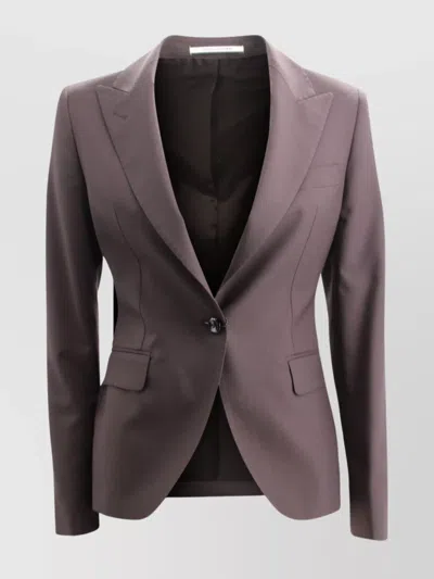 Tagliatore Tailored Blazer With Flap Pockets And Vent In Purple