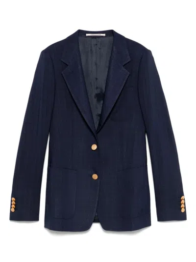 Tagliatore Tailored Blue Blazer With Gold-tone Buttons