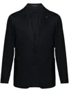 Tagliatore Tailored Blue Blazer With Notched Lapels In Black