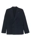Tagliatore Tailored Blue Double-breasted Jacket With Notched Lapel In Black