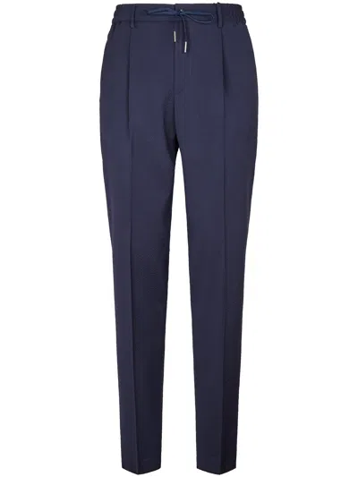 Tagliatore Tailored Blue Trousers With Textured Fabric Surface
